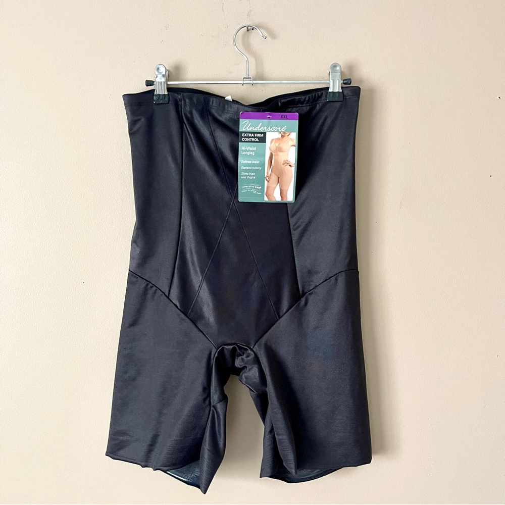 UNDERSCORE | Black Extra Firm Control High Waisted Long Leg Shapewear Sz XXL
